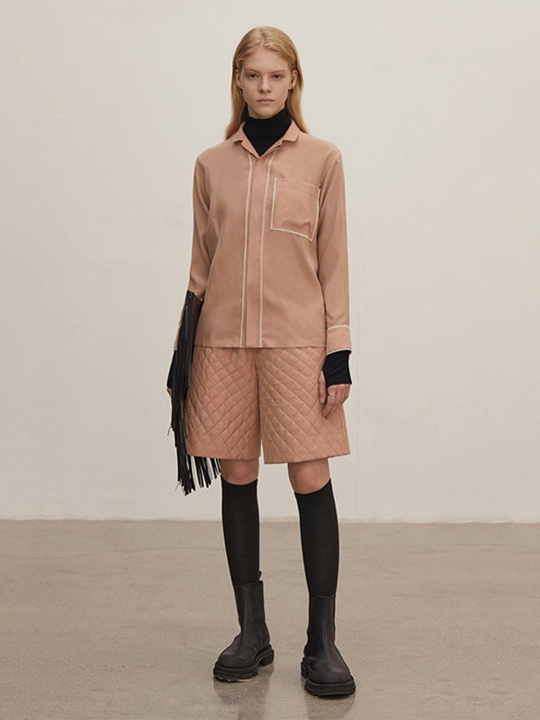 Messential女装2022秋冬季裸色衬衫