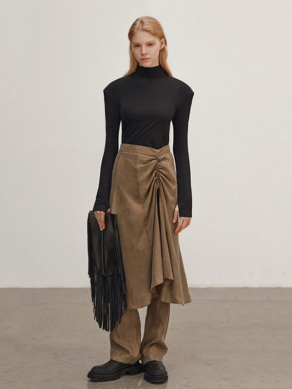 Messential女装2022秋冬季黑色针织衫