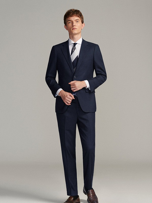 亚诺司男装2023春夏季藏蓝色西装裤