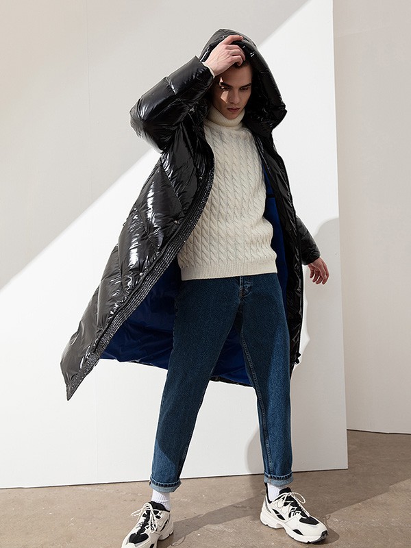 多尼路男装2022秋冬季黑色羽绒服