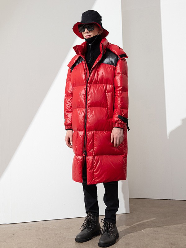多尼路男装2022秋冬季红色羽绒服