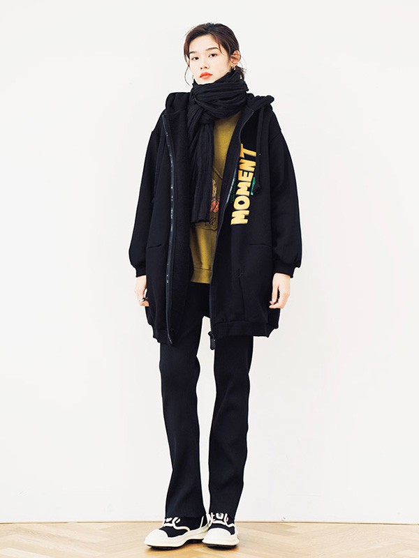 双木偶女装2023春夏季黑色长裤