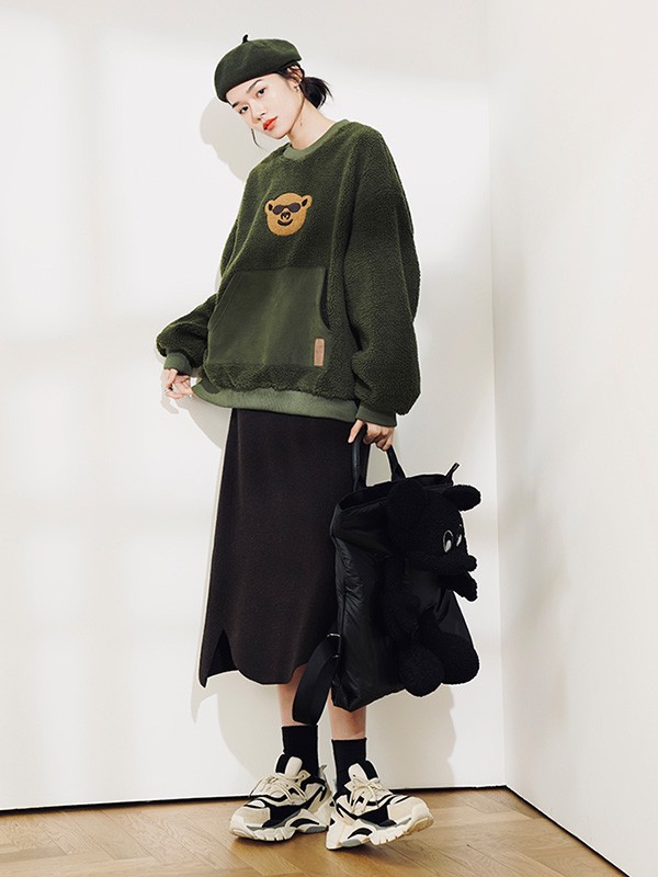 双木偶女装2023春夏季黑色半身裙