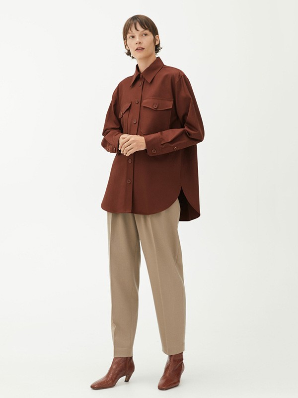 ARKET休闲装2022秋冬季咖啡色衬衫