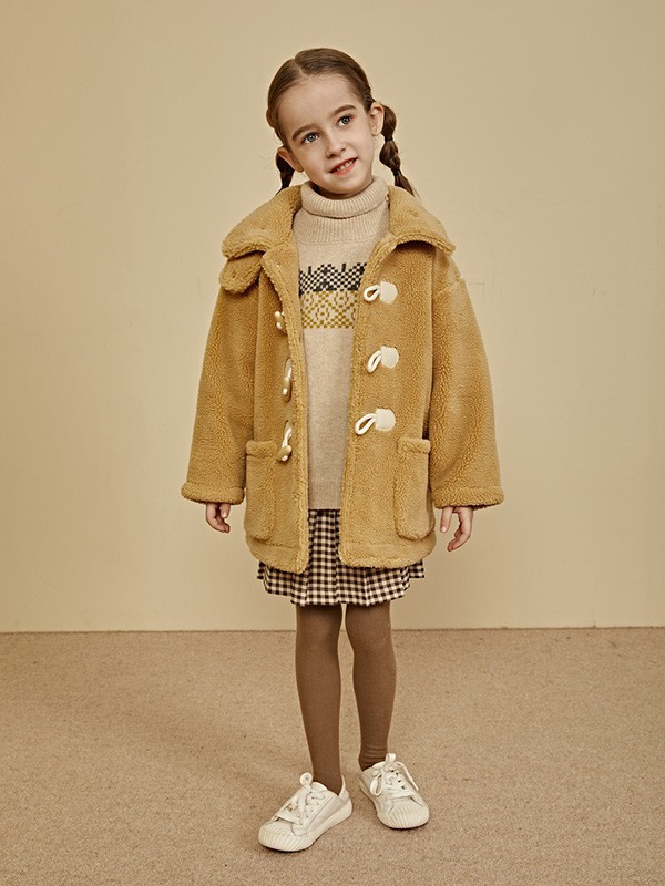 棉叔叔童装2022秋冬季黄色大衣