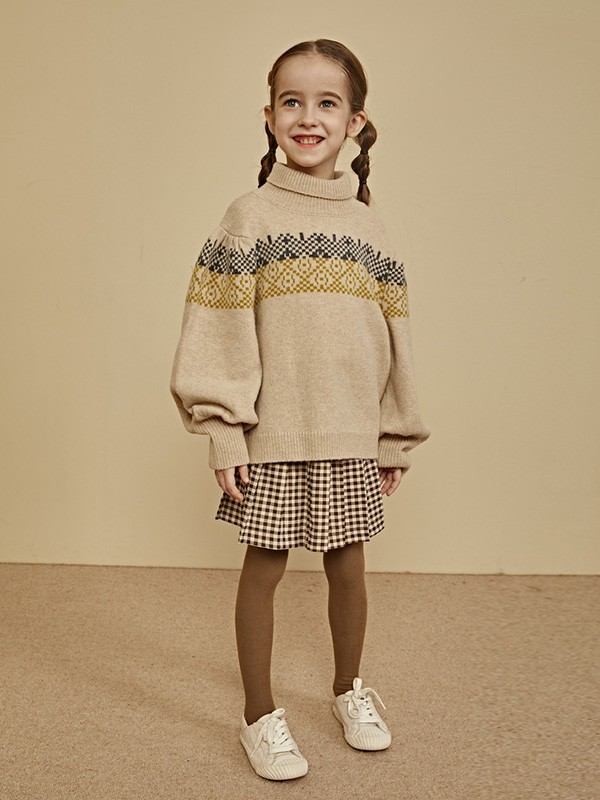 棉叔叔童装2022秋冬季米色毛衣