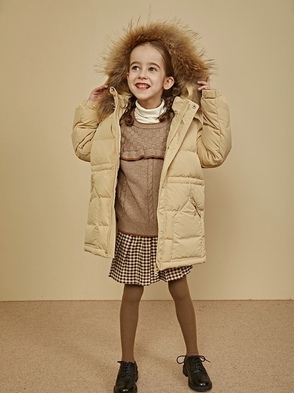 棉叔叔童装2022秋冬季卡其色派克服