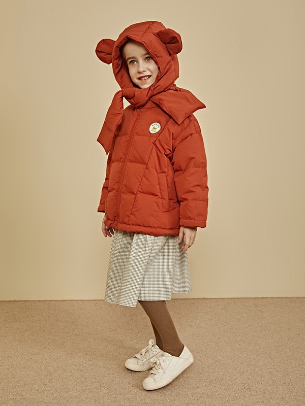 棉叔叔童装2022秋冬季橙色棉服