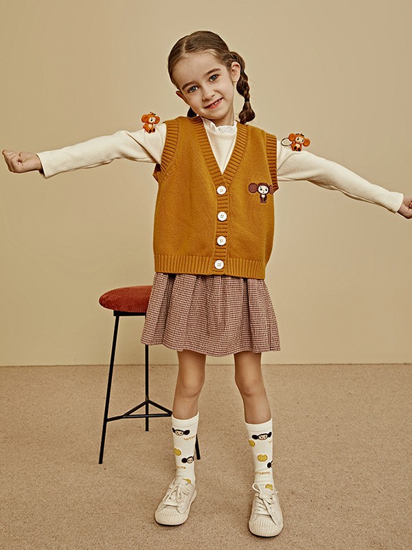 棉叔叔童装2022秋冬季白色针织衫