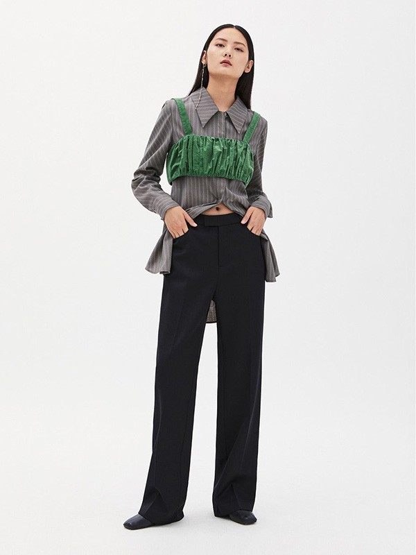 INSISFEMME2022秋冬季灰色衬衫