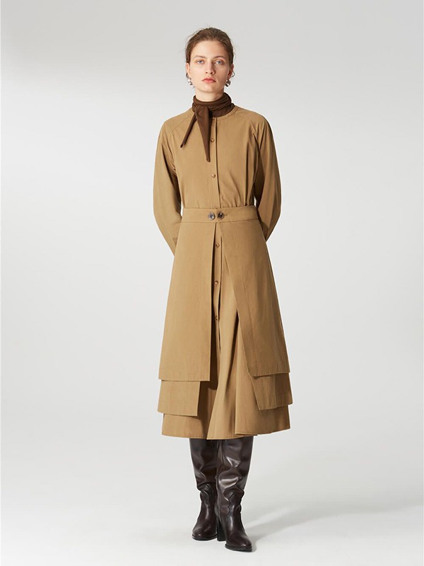 INSISFEMME2022秋冬季卡其色衬衫裙