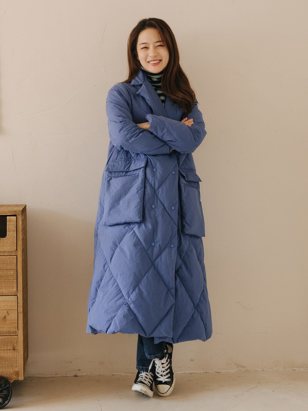 绽放女装2022秋冬季藏蓝色棉服