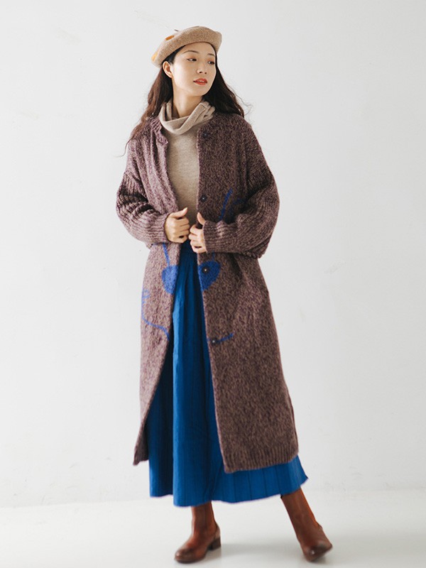 绽放女装2022秋冬季咖啡色大衣