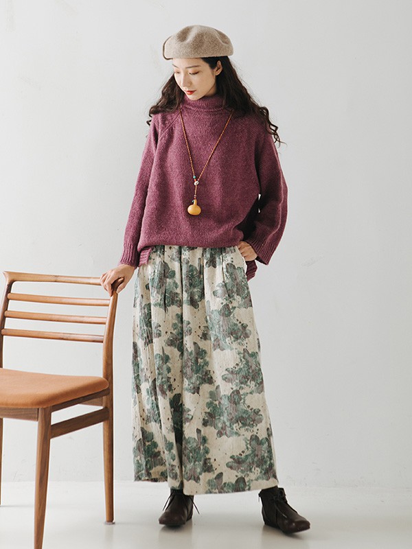 绽放女装2022秋冬季白色阔腿裤