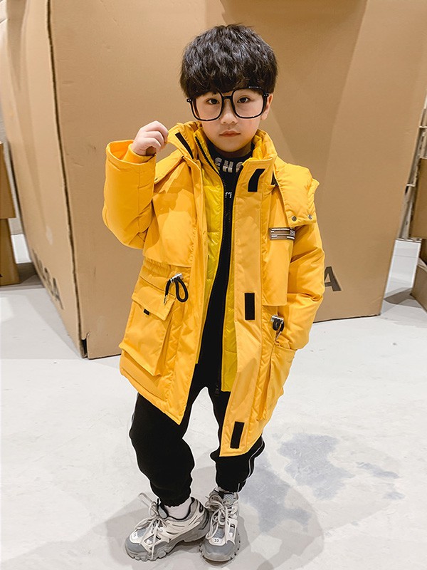 小象汉姆童装2022秋冬季黄色棉服
