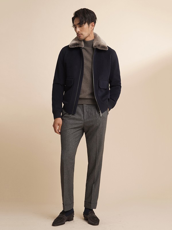 ZINGCHEN男装2022秋冬季黑色大衣