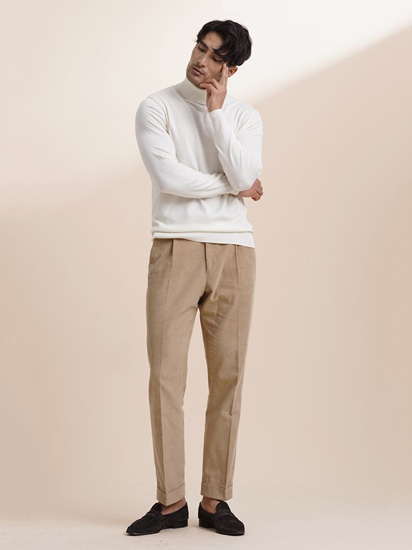 ZINGCHEN男装2022秋冬季白色毛衣