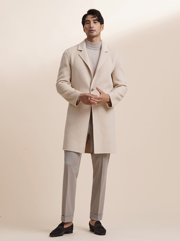 ZINGCHEN男装2022秋冬季白色大衣