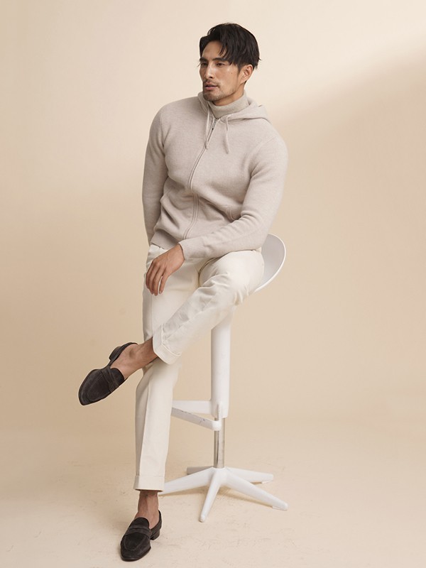 ZINGCHEN男装2022秋冬季白色长裤