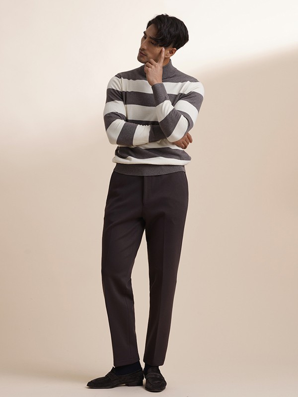 ZINGCHEN男装2022秋冬季白色毛衣