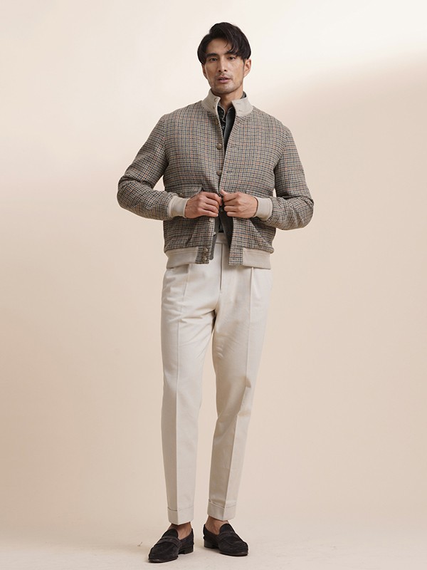 ZINGCHEN男装2022秋冬季白色长裤