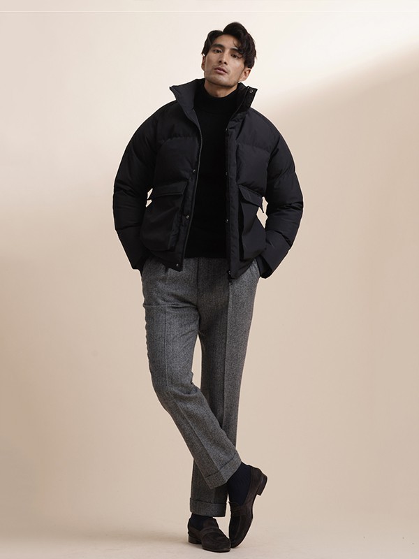 ZINGCHEN男装2022秋冬季黑色棉服
