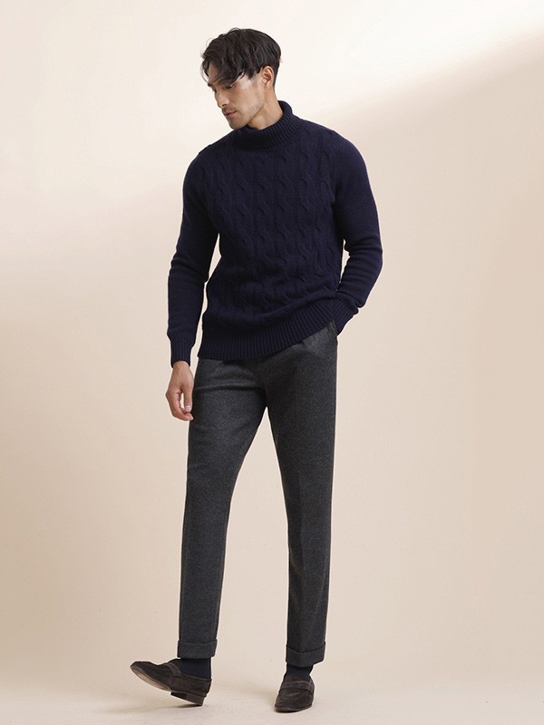 ZINGCHEN男装2022秋冬季黑色毛衣