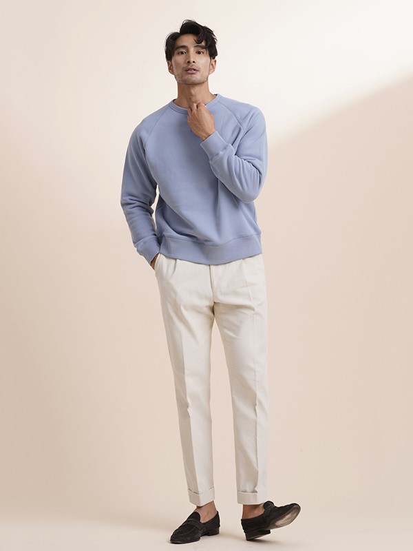 ZINGCHEN男装2022秋冬季蓝色毛衣