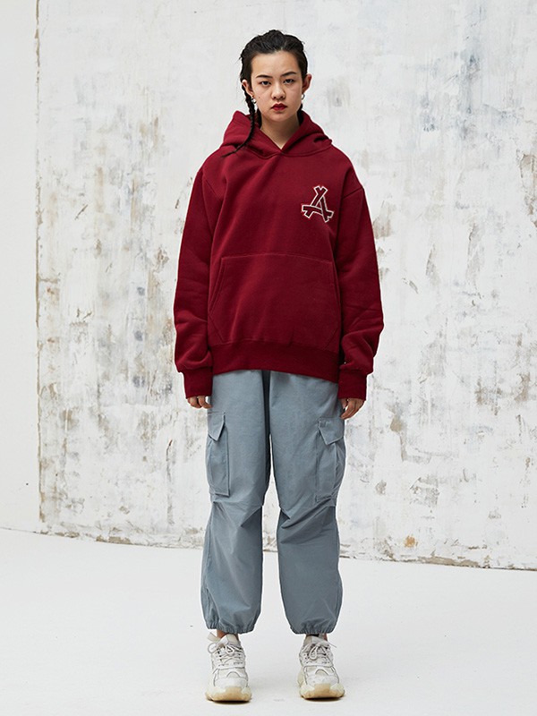 KON休闲装2023春夏季红色卫衣