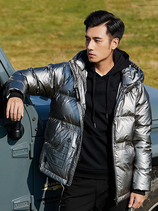 汉斯卡男装2022秋冬季黑色羽绒服