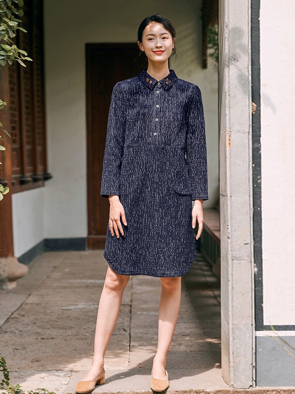 布符2022秋冬季黑色衬衫裙