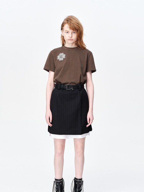 地素女装2023春夏季咖啡色polo衫