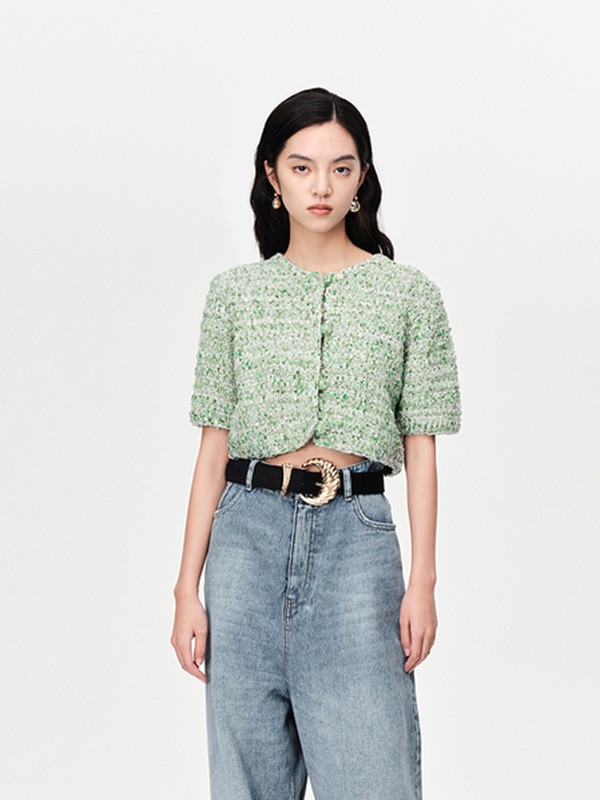 地素女装2023春夏季绿色衬衫