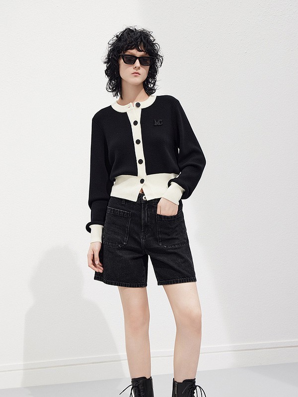摩安珂 女装2023春夏季黑色短裤