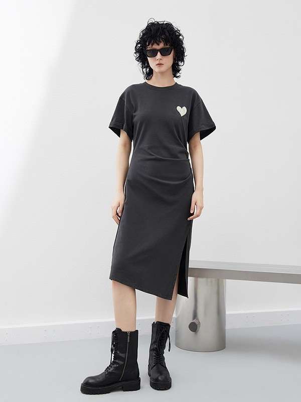 摩安珂 女装2023春夏季黑色T恤