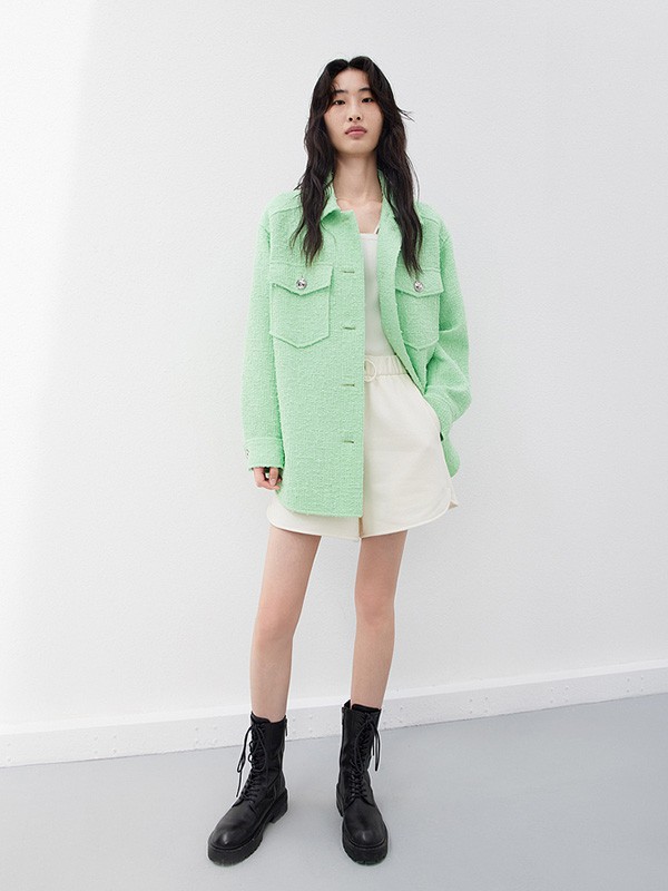 摩安珂 女装2023春夏季绿色衬衫