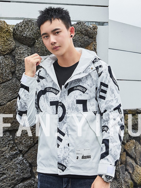 范衣库男装2022秋冬季白色派克服