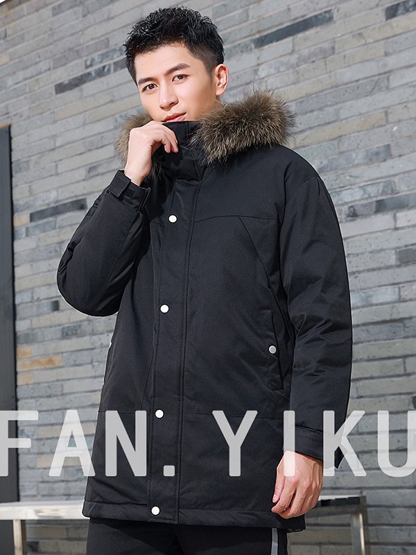 范衣库男装2022秋冬季黑色派克服