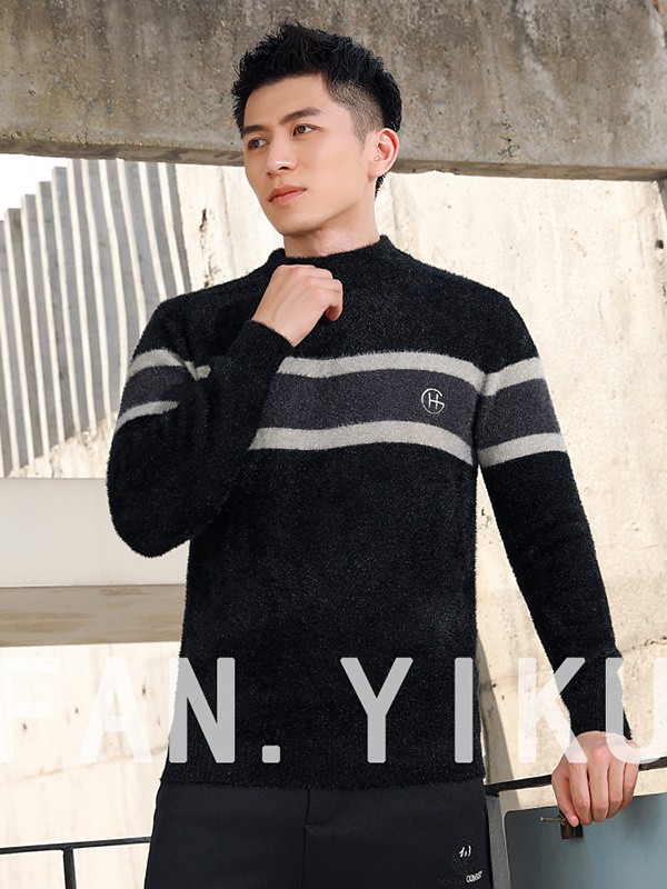 范衣库男装2022秋冬季黑色毛衣