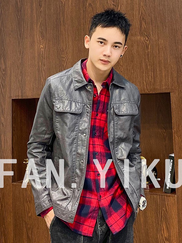 范衣库男装2022秋冬季酒红色衬衫