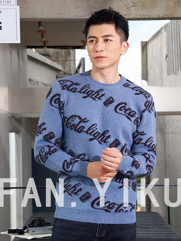 范衣库男装2022秋冬季蓝色T恤