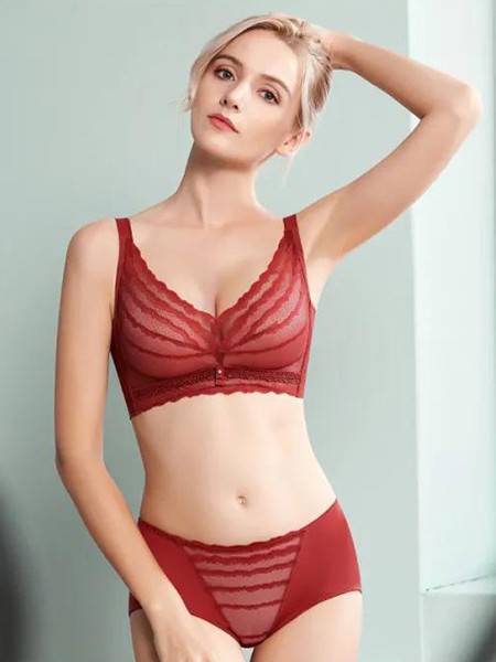 名柔内衣2023春夏季酒红色时尚内衣