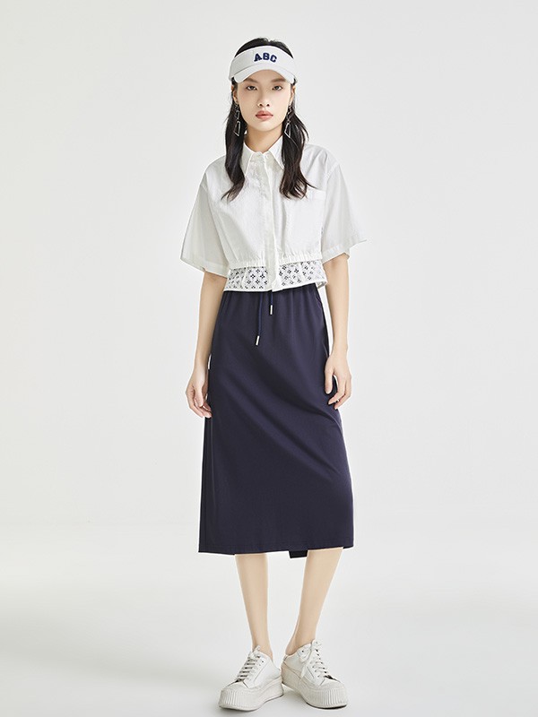 迪笛欧女装2023春夏季白色衬衫