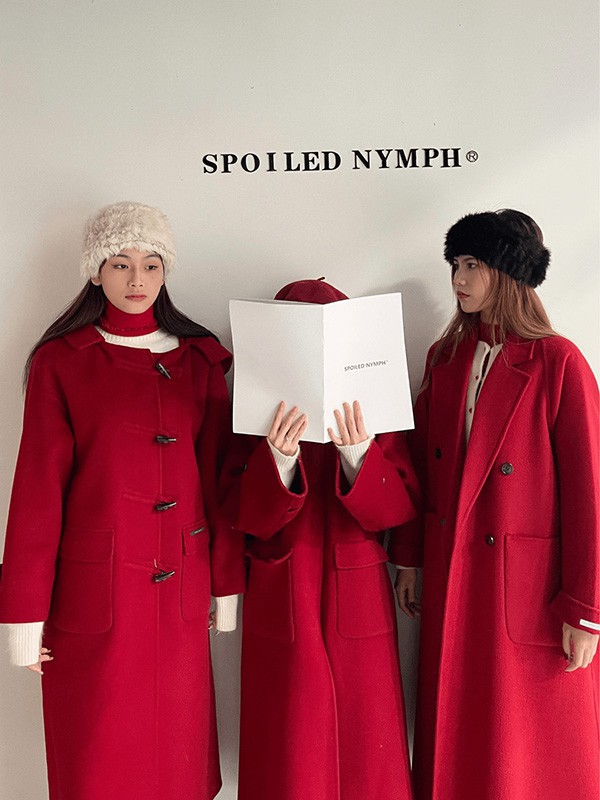 妲小姐女装2022秋冬季红色大衣