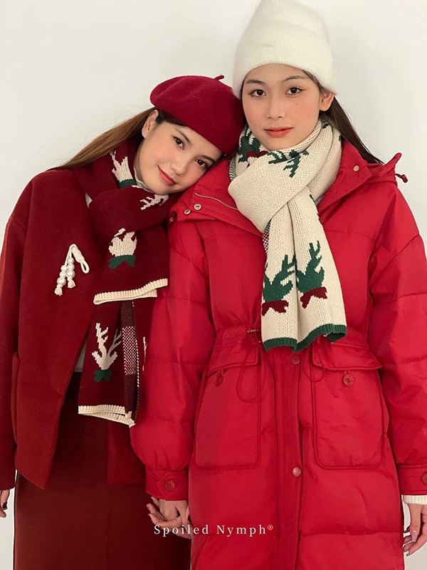 妲小姐女装2022秋冬季红色棉服