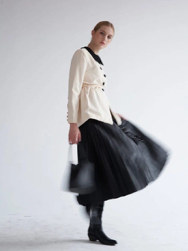 妲小姐女装2022秋冬季黑色长裙