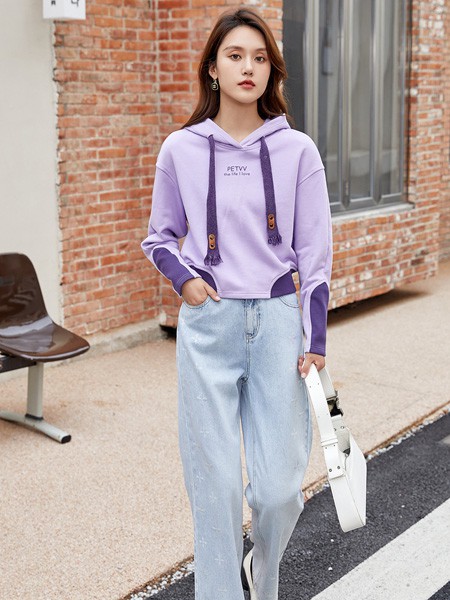 PETvv女装2023春夏季紫色卫衣