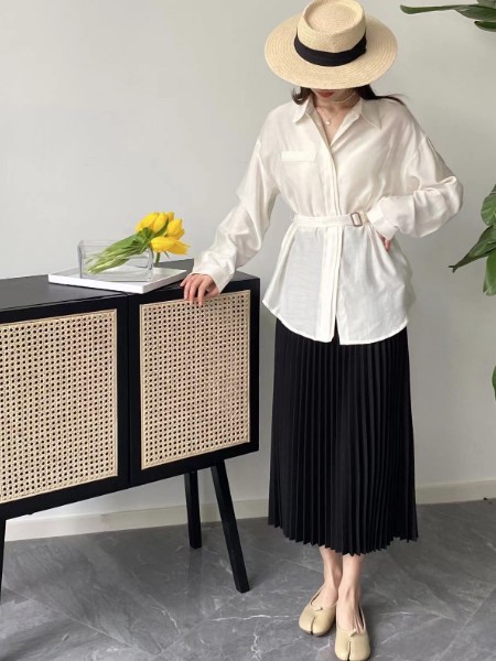 临蔻LINKOU女装2023春夏季白色衬衫