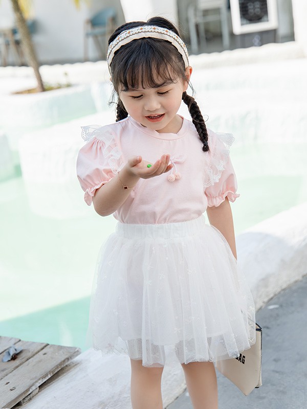 田田小象2023春夏季粉色T恤