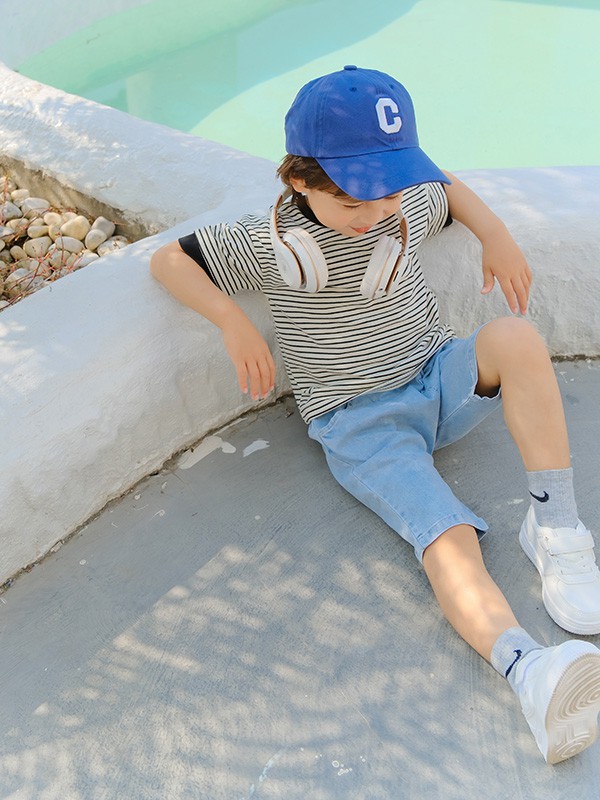 田田小象2023春夏季蓝色短裤